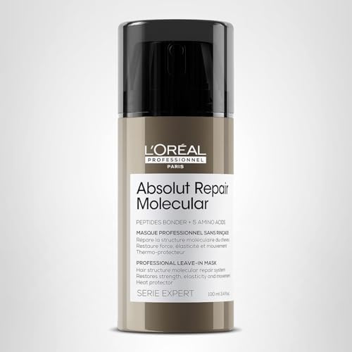 L'Oréal Professionnel Paris Absolut Repair Molecular Leave In Mask - Smooths and Strengthens All Damaged Hair, Heat Protectant and Leave In Conditioner for Hair Repair