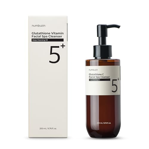 numbuzin No.5 Cleansing Oil | Glutathione C Facial Spa Cleanser | Gentle Cleanser for Blackhead, Pore, Makeup Remover | Vitamin C, Niacinamide | Double Cleansing, Korean Skincare | 6.76 fl. oz.