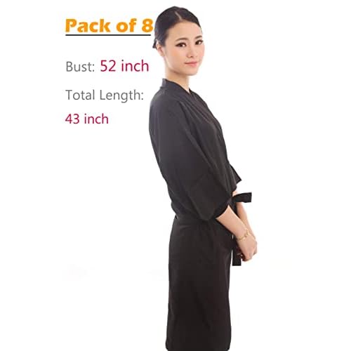 PERFEHAIR Salon Robes Smock for Clients, Pack of 8, Hair Salon Client Gown Cape, Black