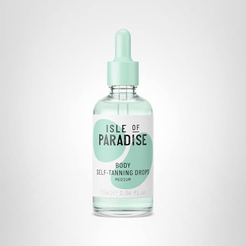 Isle of Paradise Self Tanning Face & Body Drops- Medium, Self Tanner Drops for a Natural Bronze, Long-lasting Tan, Cruelty Free, Fragrance Free & Dermatologist-Approved, 2.54 fl. oz