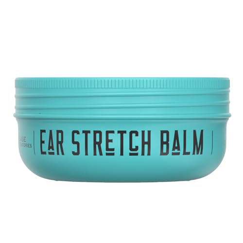 BASE LABORATORIES Ear Stretching Balm For Ear Gauges | Ear Stretching Balm For Earlobe Stretching & Preparation | All Natural Piercing Aftercare With Shea Butter & Eucalyptus Oil | 1.7 oz