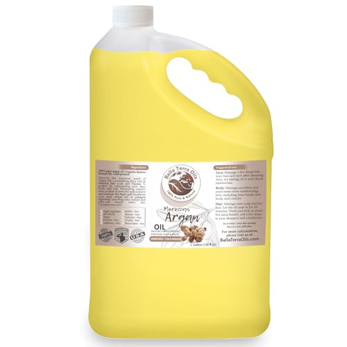 Bella Terra Oils Argan Oil ? 1gallon, Ideal for Hair, Skin, Nails ? 1gallon, Nutrient-Rich, Non-Greasy, Quick Absorbing