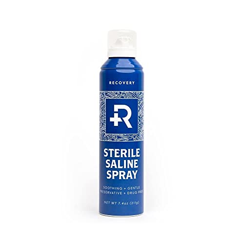 Recovery Aftercare Saline Piercing Aftercare Spray - Sterile Saline Solution for Ear, Belly & Nose Piercings - Removes Dirt & Debris - Soothing & Gentle Cleaner - Vegan & Preservative-Free (7.4 oz)