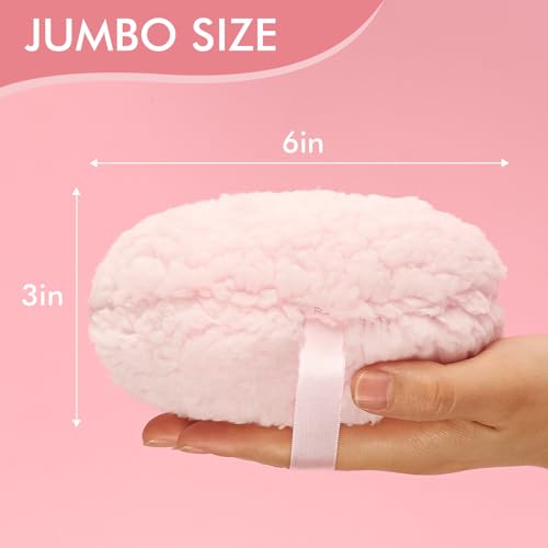 WSYUB Powder Puff, 6" Body Powder Puff, Powder Puff for Body, Body Powder Puffs and Container, Fluffy Soft Large,Pink