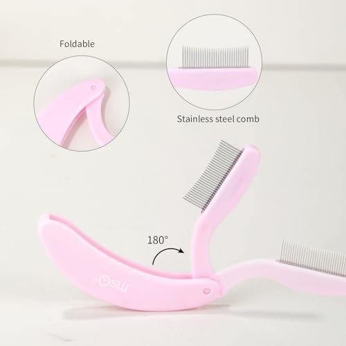 Eyelash Comb MSQ Eyelash Separator Tool Eyelash Comb Separator Folding Eyelash Brush Separator Lash Comb for Eyelash Makeup Brush (Pink)