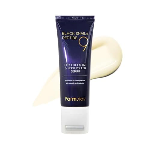 Farmstay Black Snail & Peptide 9 Perfect Facial & Neck Roller Serum ? Firming & Lifting, Deep Hydration & Skin Elasticity, Snail Mucin & 9 Peptides for Youthful Glow & Smooth Skin, 100ml