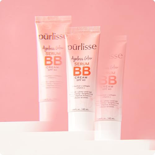 p?rlisse Ageless Glow Serum BB Cream SPF 40 - Glow BB Cream with SPF Enriched with Bakuchiol & Vitamin C to Help Improve Firmness & Reduce Wrinkles for Dewy Skin - Light Medium (1.4 oz)