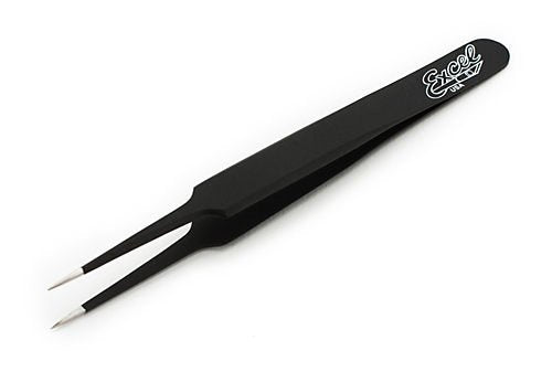 Excel Straight Point Tweezer, Black