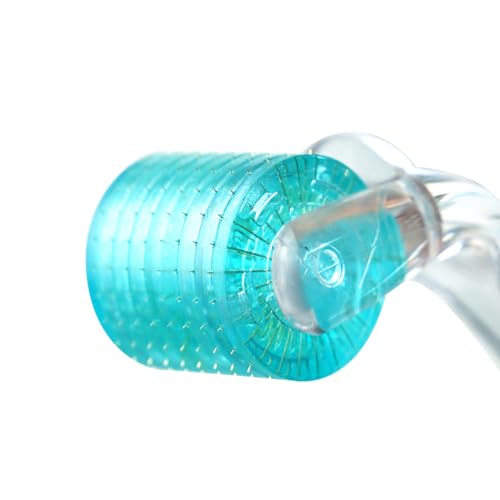 Derma Roller, Microneedling Roller with 200 Real Individual Titanium Needles, Professional Microneedle Roller for Men and Women Home Use - Pale Blue