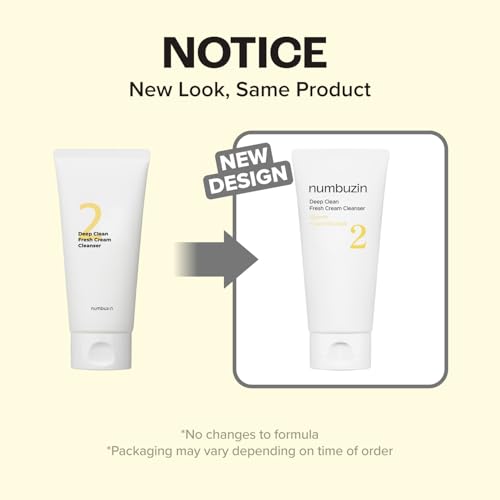 numbuzin No.2 Cleansing Foam | Deep Clean Fresh Cream Cleanser | Foam Cleanser, Gentle Exfoliation, Deep Cleansing, Natural Ingredients | Blackheads, Excess Oil, Dead Skin Cells | 4.05 fl. oz.