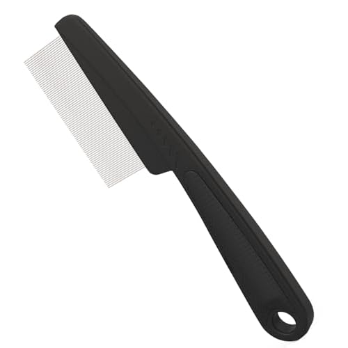 Dandruff Comb Fine Tooth Scalp Detox Comb Lice for Women, Men & Kids Stainless Steel Scalp Detoxing, Sweep & Massage Hair Brush Tool for Hair Care (Black 1PC)