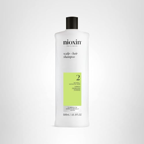 Nioxin Scalp + Hair Thickening System 2 Shampoo | For Natural or Untreated Hair with Progressed Thinning | With Niacinamide and Biotin | 16.9 Fl oz.
