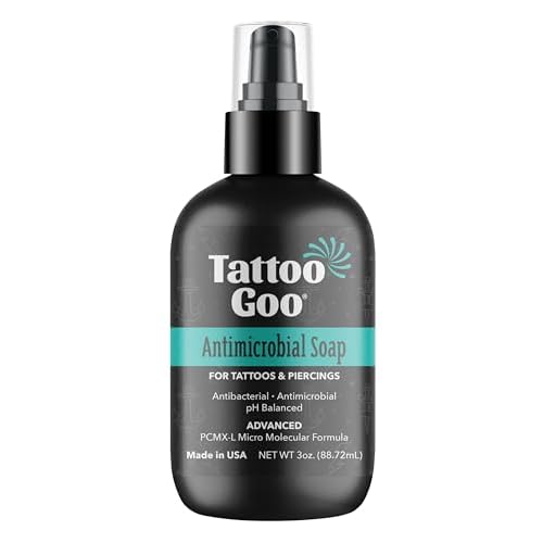 Tattoo Goo Cleansing Soap, 3 oz, For Piercing & Tattoo Aftercare, Hydrates and Cleans Dirt, pH Balanced Soap, Leaves No Residue, No Fragrance, Alcohol, Laonin or Petroleum Jelly