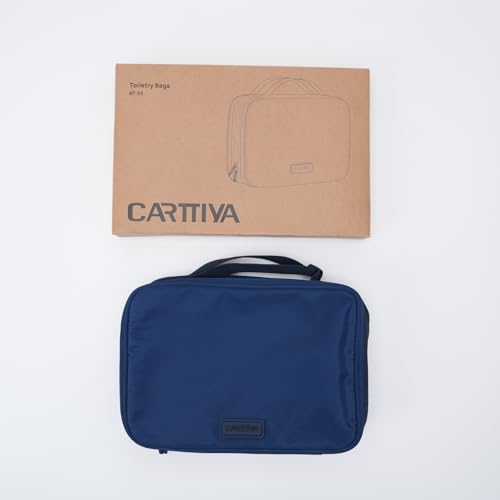 Carttiya Travel Toiletry Bag for Men, Portable Travel Cosmetic Organizer Dopp Kit Water-resistant Shaving Bag for Toiletries Accessories with Hanging Hook, Full-size Container Blue