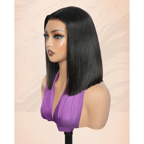 Alididi 10inch Bob Wig Human Hair SKINLIKE Real 2x6 HD Lace Closure Wigs Human Hair 200% Density Bob Wigs 15A Straight Wig 0.10mm Ultra-Thin HD Lace Pre Plucked Tiny Knots (2x6 Glueless Wig)