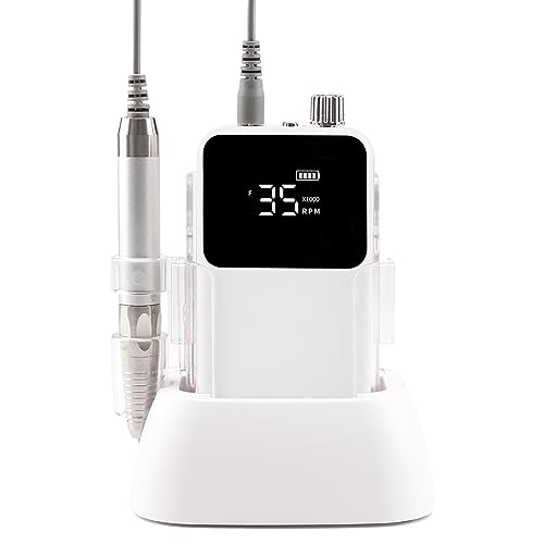 Nail Drill Machine - Finger and Toe Nail Care - Manicure and Pedicure Set -GLHDDL Portable Professional Nail Drill - with Drill Kit - for Nail Salon Home (Brushless Motors, White)
