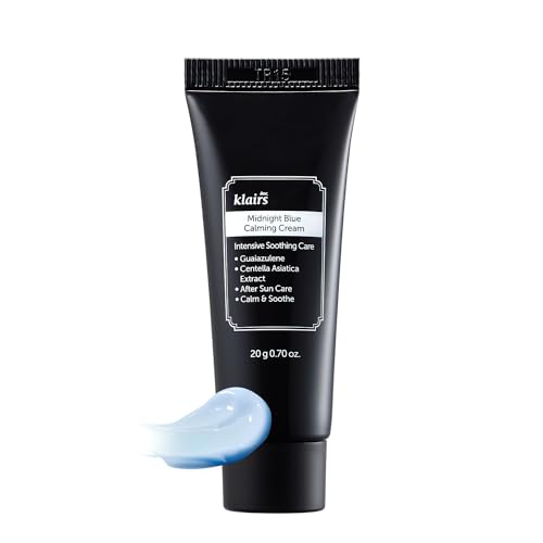 DearKlairs Midnight Blue Calming Cream, Soothing, Redness Relief Moisturizer, Hydrating, Fast Absorbing, Light Texture for Easy Use, Sensitive Skin Friendly 0.7 Oz (Pack of 1)