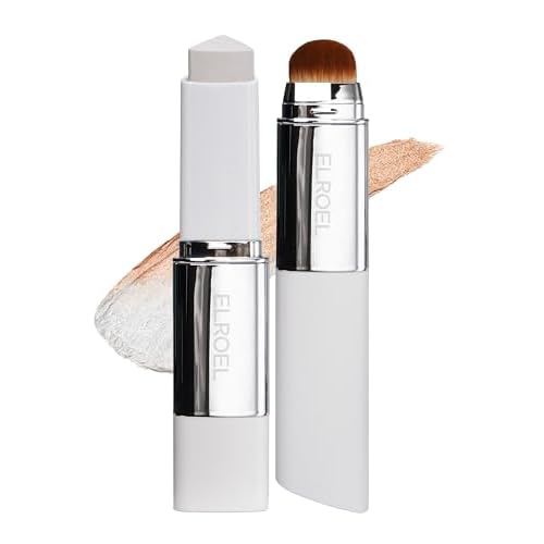 Blanc Cover Cream Stick V White - Korean Color-Changing Foundation Stick with Volufiline - Medium to Full Coverage Dewy Finish Base Makeup - Dual-Ended with Detachable Brush (202 Natural)