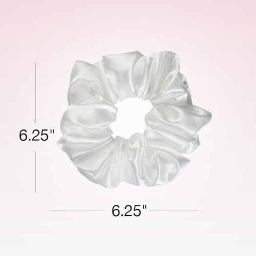 Scunci by Conair The Original Scrunchie hair accessories - hair accessories for women - hair ties - trendy hair accessories - Jumbo Size in Washable White Nylon Silk- 1 Count