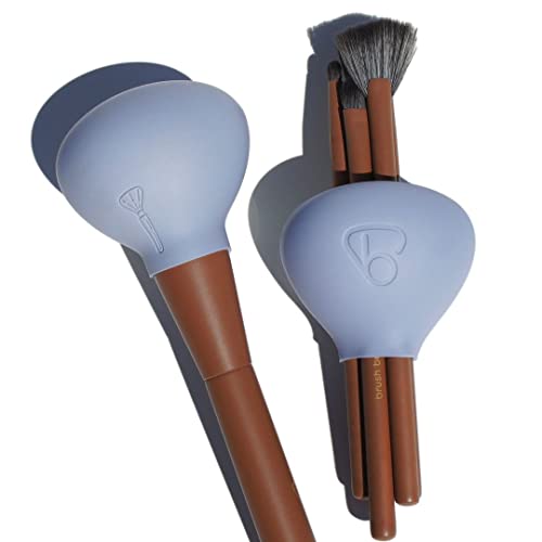 Original Silicone Makeup Brush Covers for Travel, A Storage & Organizer Case for Brushes to protect Makeup Bag, Universal Design For Single & Multi-fit, Periwinkle, 2 Pack Set