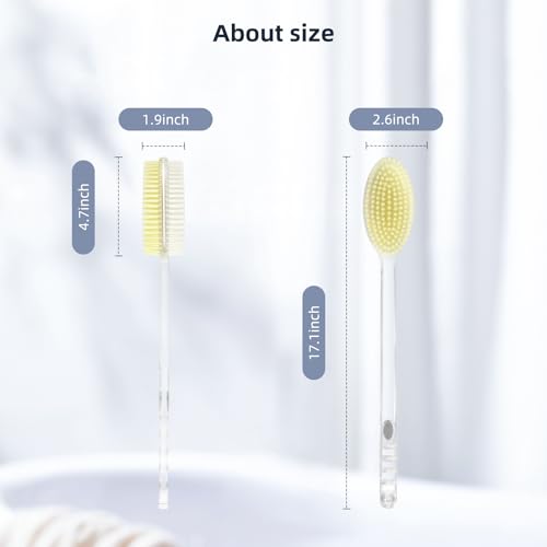 Back Scrubber Long Handle for Shower,Back Brush Dual-Sided with Stiff and Soft Bristles,Body Exfoliator for Bath or Dry Brush