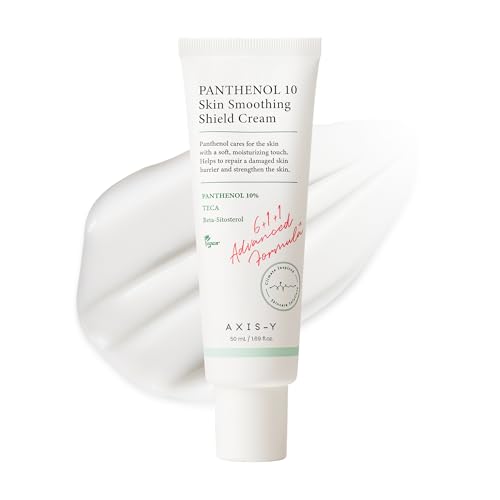AXIS-Y Panthenol 10 Skin Smoothing Shield Cream - Daily Facial Moisturizer Barrier Cream for Long Lasting Hydration & Soothing - Vegan Korean Skin Care Face Lotion - 1.69 fl. oz.
