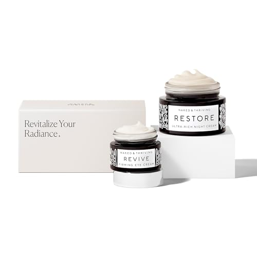 Naked & Thriving The Retinol-Alternative Duo | Restore Ultra-Rich Night Cream (50mL) + Revive Firming Eye Cream (15mL) with Hyaluronic Acid and Bakuchiol (Set of 2)