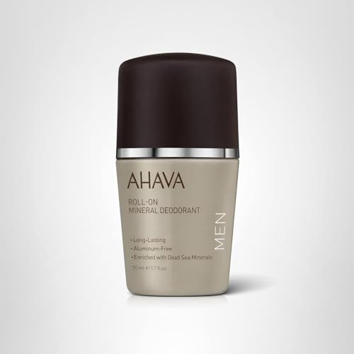 AHAVA Men's Magnesium Rich Roll-On Mineral Deodorant - Reduces Sweat & Odors, Maintains Underarms Dry, Suitable for Sensitive Skin, with Exclusive Osmoter, Bergamot Fruit & Olive Plant, 1.7 Fl Oz