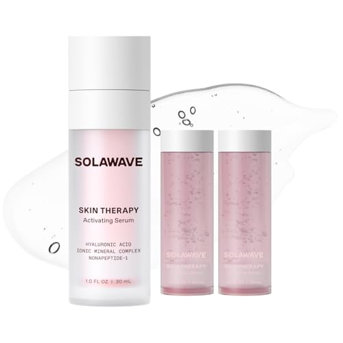 Microcurrent and Red Light Therapy Actvating Serum | For Skincare Wands 3-Pack with 2 Refills | Enhance Facial Skincare Wand Results by Solawave