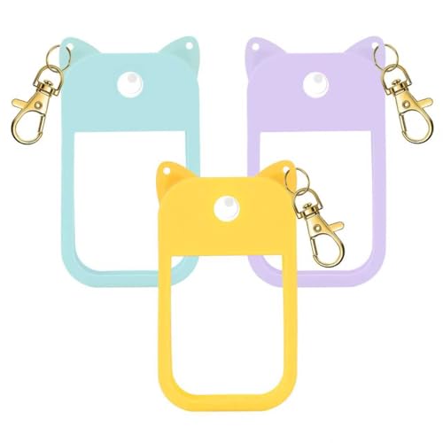 Silicone Case for Touchland Hand Sanitizer Spray 1FL OZ/30ml ? Cute Pet Ear Design with Portable Keychain(Purple + Light Blue + Yellow)