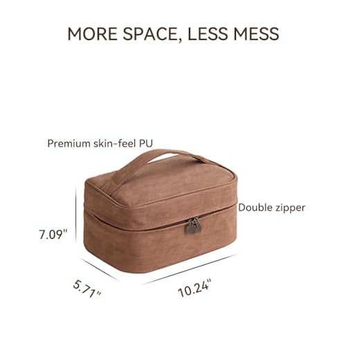 Cosmetic Bag for Women, Large Makeup Bag with Detachable Small Bag, Waterproof Makeup Pouch with Handle & Multiple Compartments, Smooth Zippers, Easy to Clean, Built to Last for Home, Travel