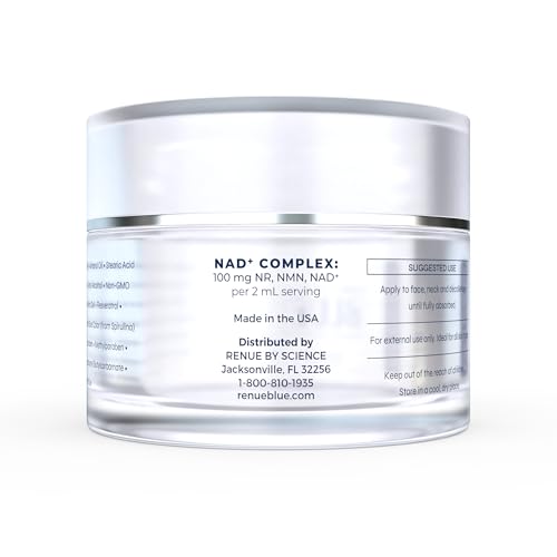 Renue Blue Methylene Blue Face Cream - Liposomal NAD+ Complex and Nutrients for Skin Rejuvenation, Deep Hydration, and Anti-Aging Support