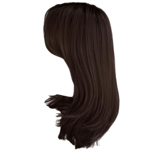 GABOR Magnetic Apppel Long Layered Wig With Whispy Bangs by Hairuwear, Average Cap - Dark Brown