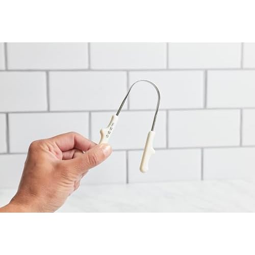 Fygg Stainless Steel Tongue Scraper with Cotton Storage Bag, Gentle Oral Care Tool for All Ages