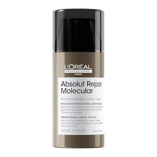 L'Or?al Professionnel Paris Absolut Repair Molecular Leave In Mask - Smooths and Strengthens Hair For All Damaged Hair Types, Protects from Heat