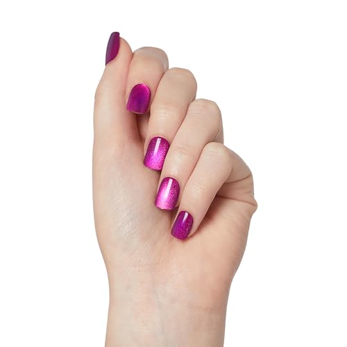 KISS imPRESS No Glue Mani Press On Nails, Color FX, 'Levels', Dark Pink, Short Size, Squoval Shape, Includes 30 Nails, Prep Pad, Instructions Sheet, 1 Manicure Stick, 1 Mini File