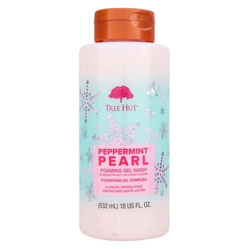 Tree Hut Peppermint Pearl Foaming Gel Wash | Cleanse & Soothe Skin Without Stripping Moisture | Made with our Hydrating Oil Complex | Limited Edition Holiday | 18 fl oz.