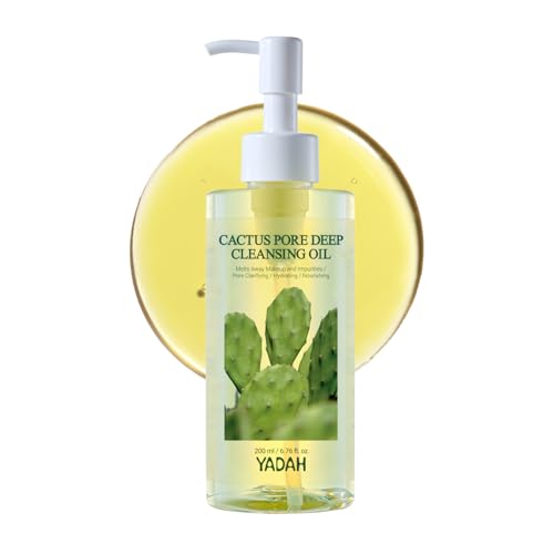 YADAH Cactus Pore Deep Cleansing Oil (6.76 Fl Oz) ? Lightweight Daily Facial Cleanser & Daily Makeup Remover with Cactus Seed Oil for Pore Purifying & Balanced Skin, Double Cleansing Korean Skincare