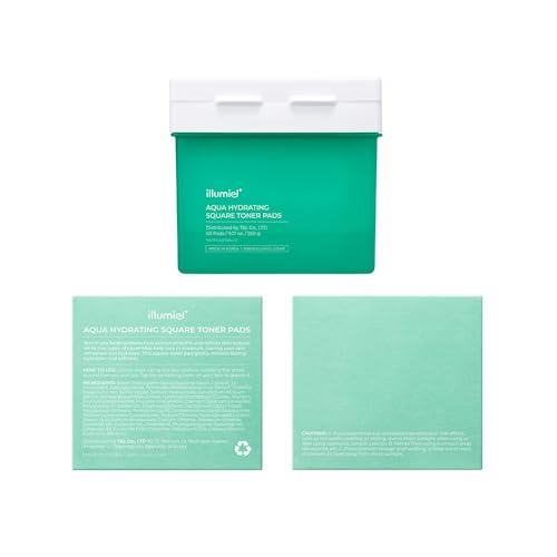 Aqua Hydrating Square Toner Pads for Long-Lasting Skin Moisture Barrier with Xylitylglucoside & Kakadu Plum Extract Exosome [Vegan & Korean Skincare] ? 60 Pads(9.17 fl. oz)