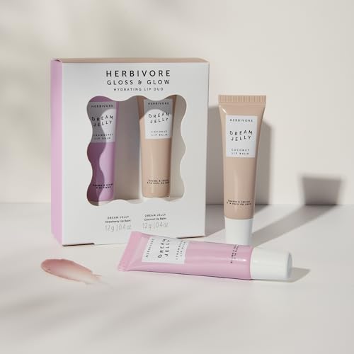 HERBIVORE Dream Jelly Multi-Oil Lip Balm for Hydration + Plumping with Linoleic Acid, Shea Butter, and Vegan Waxes - Plant-based, Vegan, Cruelty-Free