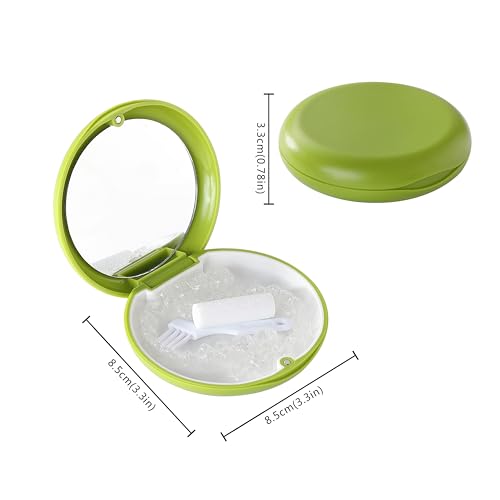 2 PCS Retainer Cases, Compatible with Invisalign, Mouth Guard Case with Mirror, Suitable for Storage Retainer Removal Tool, Chewy, and Brush (1PCS Green White+1PCS Black Purple)