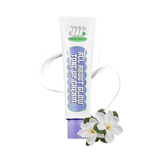 CHASIN' RABBITS All About Glow Tone-up Cream 1.69 fl. Oz, Natural Makeup Base, No Makeup Natural Look, Glow Skin, Long-Lasting Hydrating, Soft Texture, Vegan, Face & Body, K Beauty