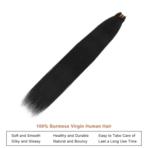 16A Raw Human Hair Bundles 100% Burmese Virgin Straight Bundles Human Hair, Sliky Boutique Extensions, Can Be Dyed and Restyled, Full Ends, Vertical Smooth (Straight 1 Bundle, 30 Inch)