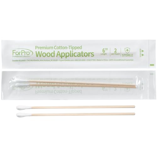 ForPro Premium Cotton-Tipped Wood Applicators, 200-Count Sterile Cotton Swabs with 6" Wood Handle for Medical, Personal Care, Travel, Individually Wrapped in Pairs