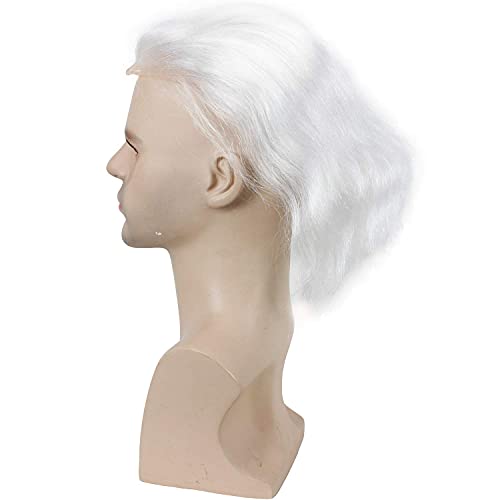 Dreambeauty 100% Real Human Hair Toupee for Men 10x8 inch, European Human Hair Lace Front Natural Hairline Hair Pieces 0.08mm Thin Skin PU V-looped Men's Hair Replacement System (White Color)