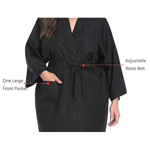 PERFEHAIR Salon Robes Smock for Clients, Pack of 8, Hair Salon Client Gown Cape, Black