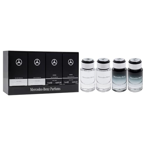 Mercedes-Benz Giftset - Mini Mens Cologne Set - For Men, For Men Intense - Long Lasting Cologne for Men - Men's Fragrances - Perfume for Men - 4 Pc