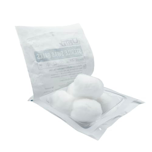 Cotton Sterile Wound Care Swabs - Individually Packaged, Sterilized (Cotton Balls (S) (5pcs/Pack)), 2 Box