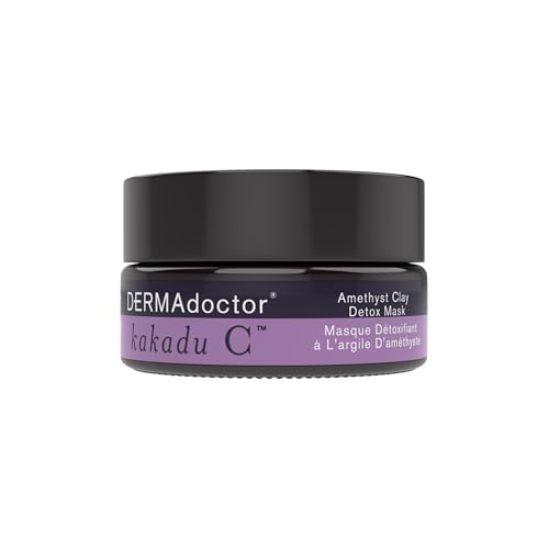 DERMAdoctor Clay Face Mask with Bentonite & Kaolin Clay + Vitamin C - Face Exfoliator, Pore Minimizer, Facial Detox, Facial Oil Remover, Illuminator, Acne Scar Mask for Faces - 15 Minutes - 1.69 oz