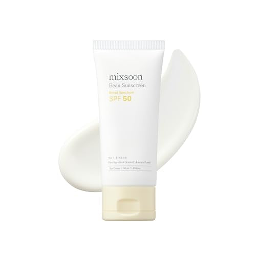 mixsoon Bean Sunscreen 1.69 Fl. Oz. / 50ml SPF 50 Airy Texture Type Lightweight No White Cast For Face Korean Glass Skin Care